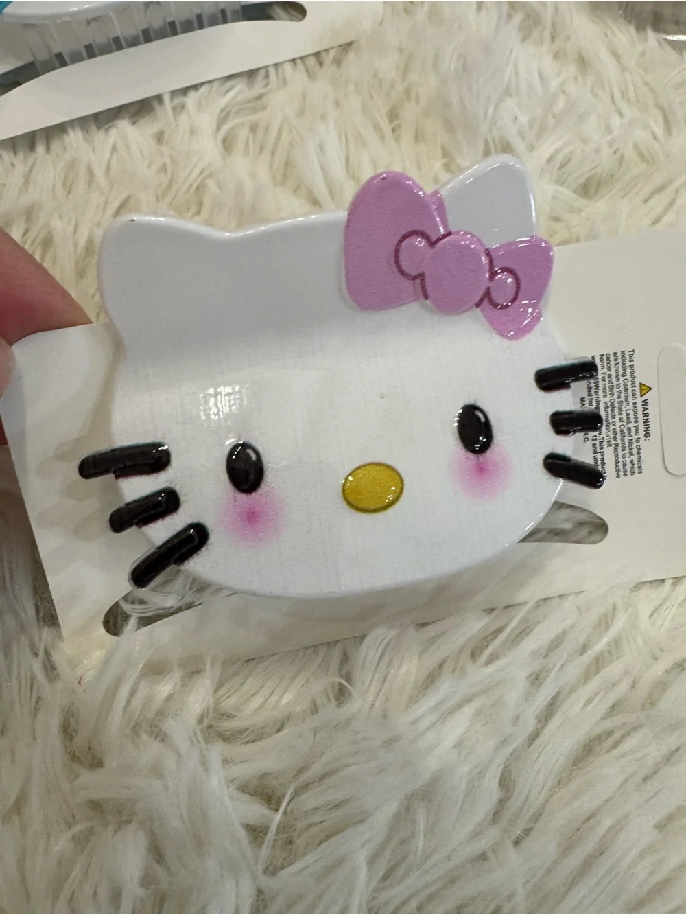Cute Hello Kitty Hair Clips claws  — White with Blue and Pink set of 2